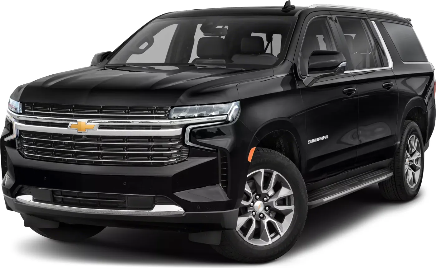 Luxe Black Diamond black SUV (Chevrolet Suburban), seats up to 7